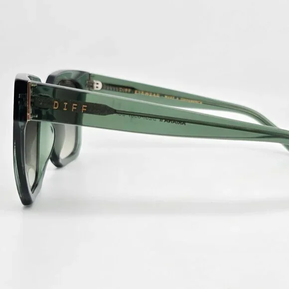 Diff Eyewear Ariana II Crystal Green Frame Green Gradient Lens Sunglasses w Case - Picture 7 of 16